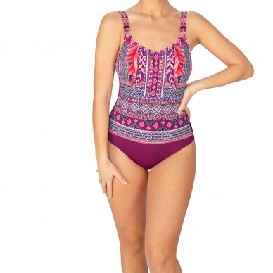 Boho Vibes Half Bodice Swimsuit - Berry Sorbet/Print