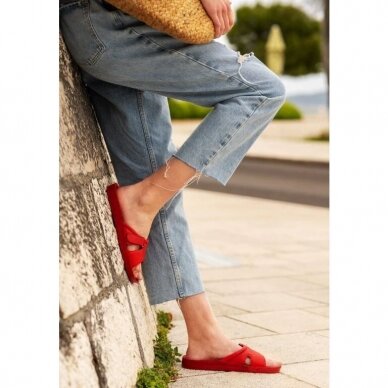 Dr. Luigi leather red orthopedic slippers for women 3