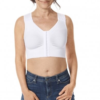 Lymph Flow Long Front Closure Soft Bra - White