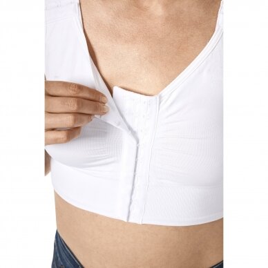 Lymph Flow Long Front Closure Soft Bra - White 1