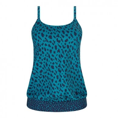 Manila Blouson Tankini Top - dark blue/teal 2