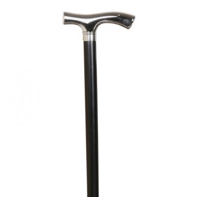 Beech crutch with nickel-plated handle, black color