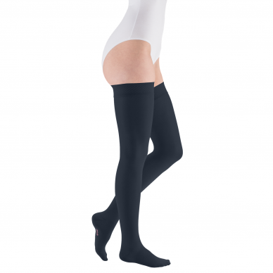 Compression socks Mediven Elegance thigh-length , dark blue