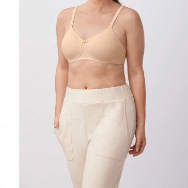 Lara Cotton Padded Wire-Free Bra - Sand